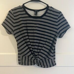 Forever 21 Black and White Striped Short Sleeve Top